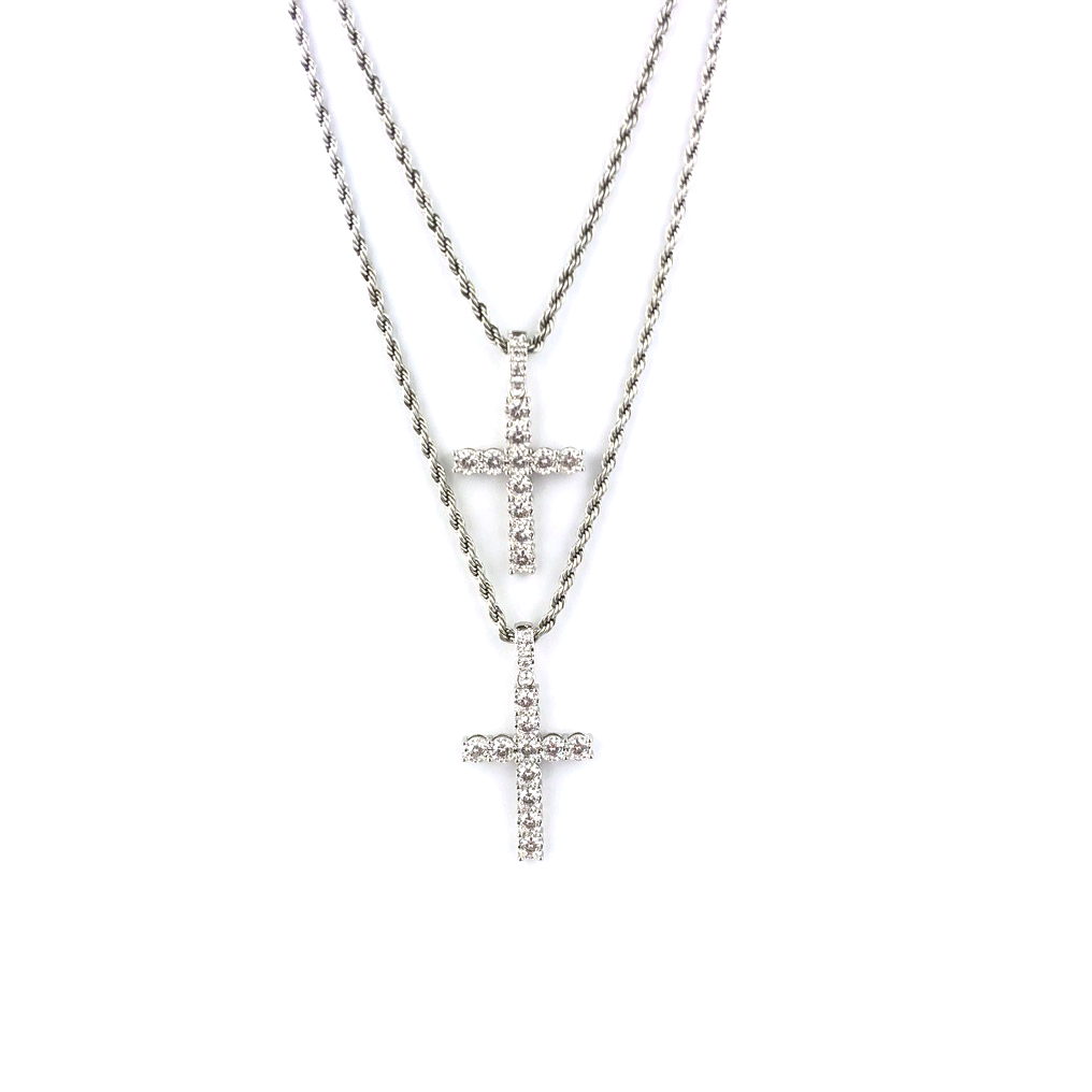 ICED DRIP FLEX CROSS PENDANT [WHITE] - ICED DRIP JEWELRY 